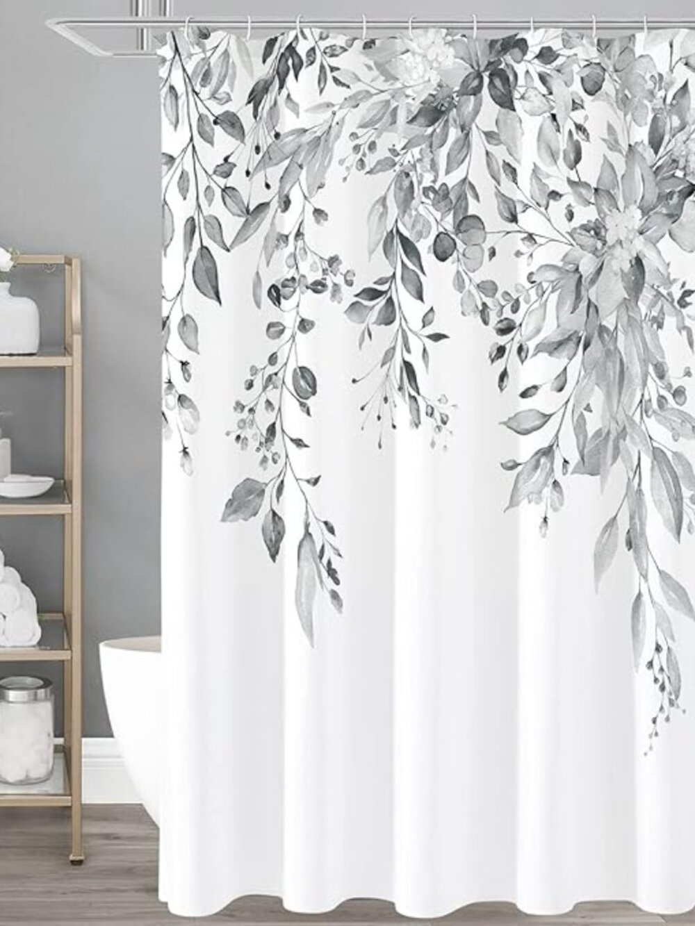 Eucalyptus Shower Curtain Watercolor Plant Leaves with‎ Floral